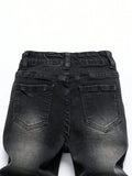 SHOPMOCHO 1 Piece of Men's Four-Season Snowflake Washed Fashion Jeans, Stretch Slim Fit Light Gray Dark Black Casual Denim Pants, Normcore and Fashionable, Suitable for Everyday Wear