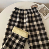 Shopmocho Women's High Waist Fleece Lined Wide Leg Pants Autumn Winter Comfortable Casual Korean Style Home Wear Slimming Trousers