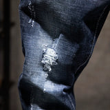 SHOPMOCHO 2025 New Ripped Jeans Men Slim-fit Denim Pants Cotton Korean Style Fashion Elasticity Versatile Blue Black Men's Clothing