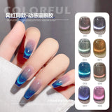 Shopmocho Blue Crystal Magnet Cat's Eye Gel Reflective Laser Reflective Semi Permanent UV LED Gel Polish 8ml Nail Art Varnishes