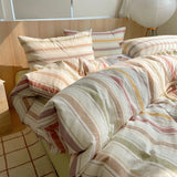 SHOPMOCHO Nordic sling Cotton Pink Stripes Duvet Cover 150x200 Size Girl's Room housse de couette Skin friendly Breathable Comforter Sets