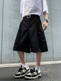 SHOPMOCHO Streetwear Wide leg Shorts Men Black Dress Pants Casual Man Oversized Lightweight Breathable Hip Hop Blazer Shorts Summer