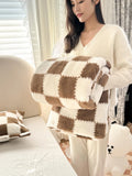 SHOPMOCHO 1 piece pink white flannel panda fleece soft and comfortable blanket nap blanket suitable for sofa bed sofa office suitable