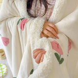 SHOPMOCHO Winter Cartoon Printed Lamb Wool Blanket Thick and Warm Coral Fleece Blanket for Office Napping Fluffy Soft Plush Bedspread