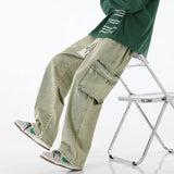 SHOPMOCHO 2026 New Men Baggy Cargo Jeans Fashion Streetwear Vintage Wide Leg Pants American Streetwear Y2K Big Pocket Youth Overalls