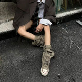 SHOPMOCHO Women Canvas Sneakers Flats Designer Mid Calf Snow Boots Fashion Shoes Woman 2025 Trend New Winter Punk Chelsea Boots Lady Shoes