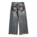Shopmocho Y2K Fashion Street Jeans Harajuku Hip Hop Retro Loose Red Stripe Printing Baggy Jeans Denim Pants Men Women Gothic Wide Trousers