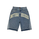 SHOPMOCHO  Y2k Vintage Harajuku Denim Shorts Women Washed Letter Embroidery Tassels American Retro Jeans Man Baggy Hip Hop Jorts