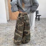 SHOPMOCHO Fashionable Camouflage Denim Pants Trendy Japanese Harajuku Style Loose Fit Long Pants Polyester Fiber Comfortable Casual Lei...