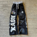 SHOPMOCHO American Sweatpants Y2K Pants Men Gothic Hip Hop Letter Patch Retro Double Layer Design Baggy Elastic Waist Jogging Casual Pants