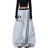 SHOPMOCHO 2026 Street Casual Pants Double Waist Head Letter Print Women's Wide Leg Lazy Wind All Match Street Leisure Long Pants