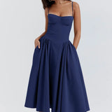Shopmocho Summer Women Elegant Sleeveless Backless Pleated Dresses Lady Sexy Solid Sling Midi Dress 2025 Female Party Evening A-line Robes