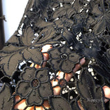 SHOPMOCHO European 2025 Hollow Lace Jeans Women Summer New Black Lace Denim Pants Heavy Industry Beads Hot Diamond Denim Splicing Crochet