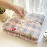 SHOPMOCHO Ins Girls Strawberry Bedding Sets 2025 New Queen Size Bed Sheet Set Duvet Cover Set With Pillowcase No Filling