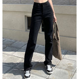 Shopmocho Woman Korean High Waist Streetwear Straight Leg Jeans Girls Y2k Clothes Pants Female Fashion Black Baggy Harajuku Denim Trousers