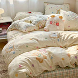 SHOPMOCHO Kids Adult Duvet Cover Set with Bed Flat Sheet Pillowcases Cute Cartoon Single Queen Size Home Hotel Dormity Bedding Set