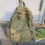 Shopmocho Vintage Backpack New Spring Summer Preppy Style Cotton Unisex Softback Zipper Casual High-Capacity Bookbag Euro-America Style