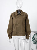 SHOPMOCHO Elegant Metal Button Gender's Coat Fashion Slim Lapel Asymmetry Full Sleeves Couple Short Coat 2026 Spring Chic Streetwear