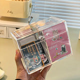 Shopmocho Kpop Photocard Storage Box Transparent Acrylic Photo Card Organizer Compartment Flip Box Card Case Protector Container Korean