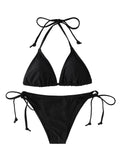 Shopmocho 2Pc/Set 2025 Fashion Sexy Swimsuit Women Bikinis Set Triangle Swimwear String Beachwear Thong One Piece Suits Brazilian Biquini