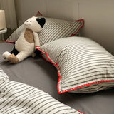 SHOPMOCHO 100% Cotton Stripe Bedding set Duvet Cover Set with Pillowcase housse de couette Quilt Cover set King Size