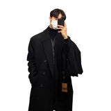 SHOPMOCHO Winter Men Trench Black Thick Woolen Trench Coats Korean Style High Quality Male Casual Trenchcoat Men's Streetwear Windbreaker