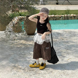 SHOPMOCHO Girl Pants 2025 Summer New Childrens Clothing Korean Style Girl Baby Retro Leopard Print Wide Leg Cargo Pants Casual Daily