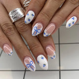 Shopmocho Pink Yellow Halo Dyeing Flower Water Ripple Summer False Nails Leopard Long Pointed Fake Nails Art Press on Nails Charm Manicure