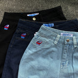 Shopmocho Y2K Embroidery Baggy Boy Jeans Women Streetwear Gothic Cartoon Blue Straight Jeans Retro Punk Rock High Waist Denim Trousers