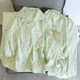 SHOPMOCHO 2 PCS Women Pajama Sleepwear Pajama Set Long Sleeved Pants Suit Peach Print Ventilate Soft Comfortable Home Leisure Home Clothes