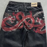 SHOPMOCHO Y2K Baggy Jeans men vintage Embroidered high quality denim fabric American style jeans Gothic streetwear Hip Hop wide leg pants
