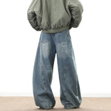 SHOPMOCHO Wide Leg Denim Pants Male Loose Cowboy Mopping Trousers Baggy Men's Jeans Fashion Handsome Washed Streetwear Casual