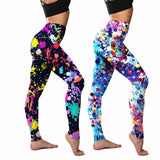 Shopmocho 2Pack Stretchy Women's Colorful Printing Leggings Elastic Tight Cropped Pants