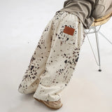 SHOPMOCHO 6410 Children Pants Summer Autumn New Boy's Pants Leopard-print Casual Trousers Loose Girl's Wide-leg Pants