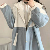 Shopmocho Fashion Cute Charm Outdoors Oversized Blue Series Hoodie Button Women Street Fashion Clothing Retro Simple Pullover Sweatshirt