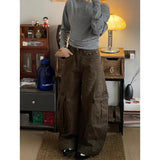 Shopmocho American Vintage 2000s Style High Waist Brown Jeans Pants 2025 Summer Women's Baggy Y2K Wide Leg Denim Trouser Female Clothes