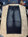 SHOPMOCHO New Retro Blue Gothic Fashion Washed Old Casual Jeans Men Y2K Streetwear Vintage Popular High Waist Baggy Wide-leg Pants