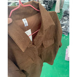 SHOPMOCHO Autumn Retro Versatile Single Breasted Turndown Collar Long Sleeved Jacket for Women Coffee Casual with Pockets Loose Coat