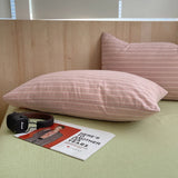 SHOPMOCHO 1pc Korean Cotton Pink Stripes Duvet Cover 150x200 Size Girl's Room housse de couette Skin friendly Breathable Comforter Sets