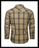 SHOPMOCHO Spring and Autumn New Pure Cotton Plaid Long Sleeve Military Quick-drying Versatile Shirt Men's Casual Tactical Cargo Shirt