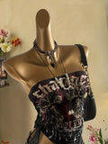 SHOPMOCHO Cropped Top, Women's Summer Fashion Vacation Slim Fit Retro Printed Tank Top