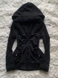 SHOPMOCHO Black Fashion New Trend Women Casual Hoodie Retro Gothic Sweatshirts Hip Hop Punk Style Multifunctional High Street Cardigan