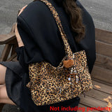 SHOPMOCHO Casual Large-Capacity Leopard Print Women's Bag New Lightweight Versatile Shoulder Bag Relaxed Commuting Tote Bag