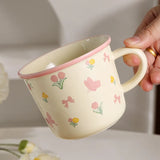 Shopmocho Creative Coffee Mug with Tulip Flower Design Ceramic Cup for Women Aesthetic Ins Style Breakfast Cup