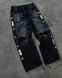 SHOPMOCHO Gothic Diamond Punk Hip Hop Men's Slim Jeans Damaged Destroyed Hole Baggy Denim Long Trouser Pants Y2k Streetwear Ripped Jeans
