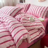 SHOPMOCHO Pink Striped Duvet Cover Single/Full/Queen Size housse de couette Comfortable Quilt Cover for Adults fundas nordicas cama 150