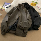 Shopmocho Couple Style Spring and Autumn New Casual Retro Versatile Bomber Jacket