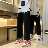 SHOPMOCHO Washed old blue jeans American retro street men and women straight and loose trend new style hot selling casual jeans