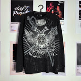 SHOPMOCHO Gothic Southpole Long Sleeve Man Retro Fashion American Skull Print Oversize T-shirt Autumn Sun Proof Tops