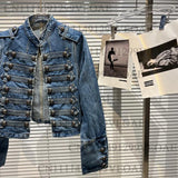 SHOPMOCHO 2026 Autumn New Fashion Metal Buckle Design Shoulder Strap Denim Short Jacket For Women High Street Coat Female 11A06995